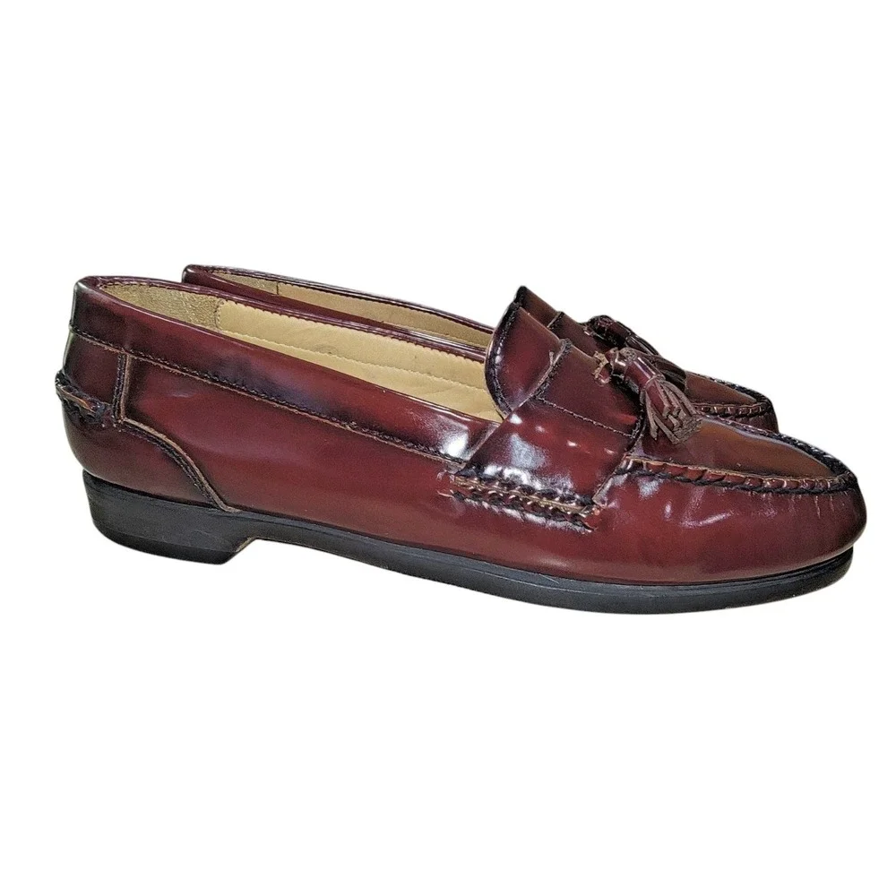 Johnston & Murphy Hayes Men's Tassel Loafers 10.5 M Burgundy Leather Dress Shoes